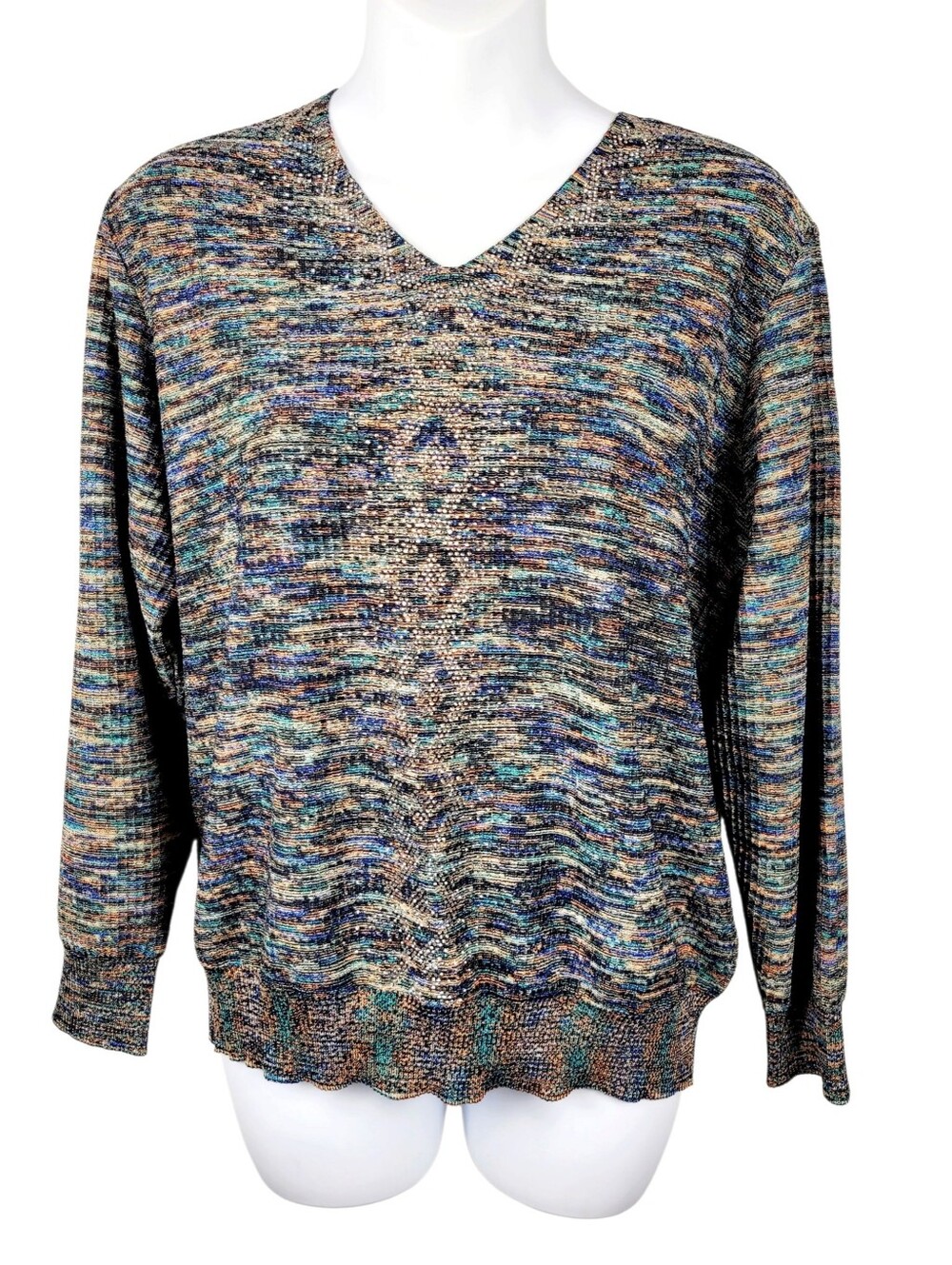 2/$20 Y2K Rainbow Colour With Golden Beads Top Blouse Size: Large